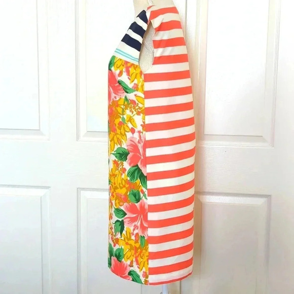 Tommy Hilfiger Navy & Orange Striped Floral Print Dress - Picture 3 of 8